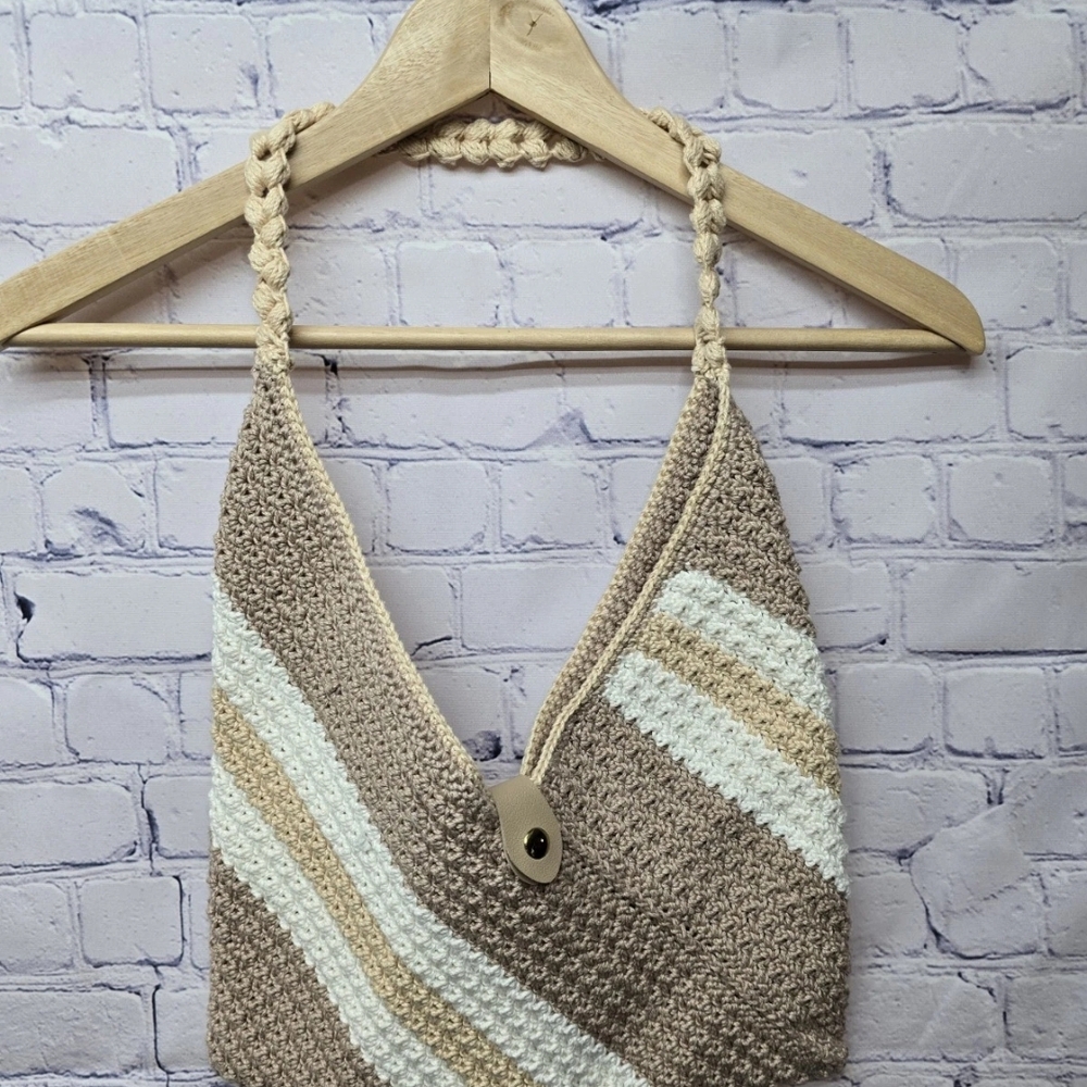 Crochet Striped Shoulder Bag